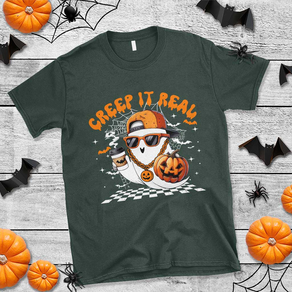 Funny Halloween Hip Hop T Shirt Creep It Real Gangster Ghost TS09 Dark Forest Green Print Your Wear