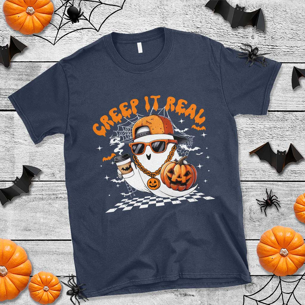 Funny Halloween Hip Hop T Shirt Creep It Real Gangster Ghost TS09 Navy Print Your Wear