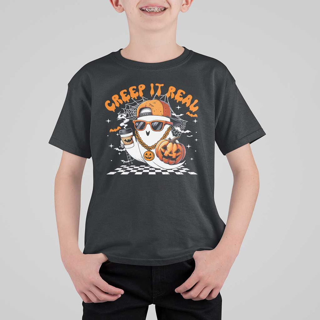 Funny Halloween Hip Hop T Shirt For Kid Creep It Real Gangster Ghost TS09 Black Print Your Wear