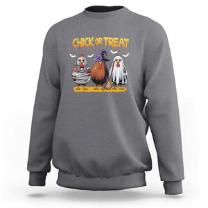 Funny Halloween Sweatshirt Chick Or Treat Spooky Chicken TS09 Charcoal Print Your Wear