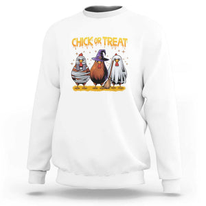 Funny Halloween Sweatshirt Chick Or Treat Spooky Chicken TS09 White Print Your Wear