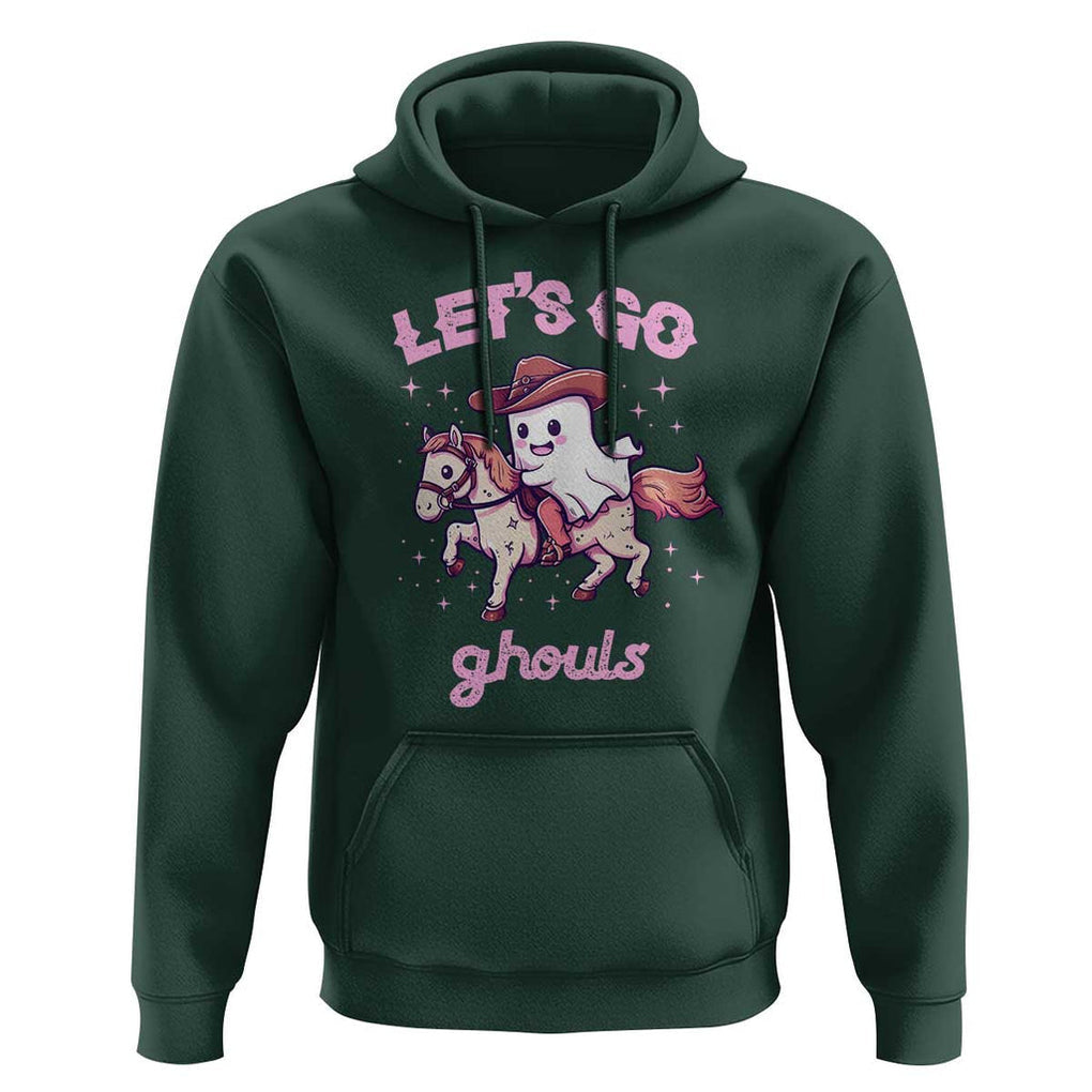 Halloween Cowboy Hoodie Let's Go Ghouls Ghost Riding Horse TS09 Dark Forest Green Print Your Wear
