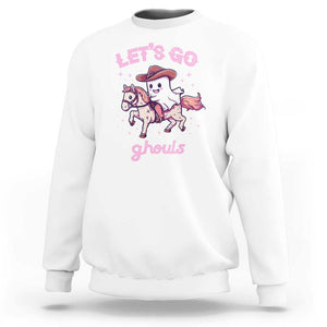 Halloween Cowboy Sweatshirt Let's Go Ghouls Ghost Riding Horse TS09 White Print Your Wear