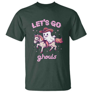 Halloween Cowboy T Shirt Let's Go Ghouls Ghost Riding Horse TS09 Dark Forest Green Print Your Wear