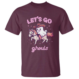 Halloween Cowboy T Shirt Let's Go Ghouls Ghost Riding Horse TS09 Maroon Print Your Wear