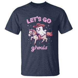 Halloween Cowboy T Shirt Let's Go Ghouls Ghost Riding Horse TS09 Navy Print Your Wear