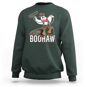 Halloween Cowboy Sweatshirt BooHaw Western Ghost TS09 Dark Forest Green Print Your Wear