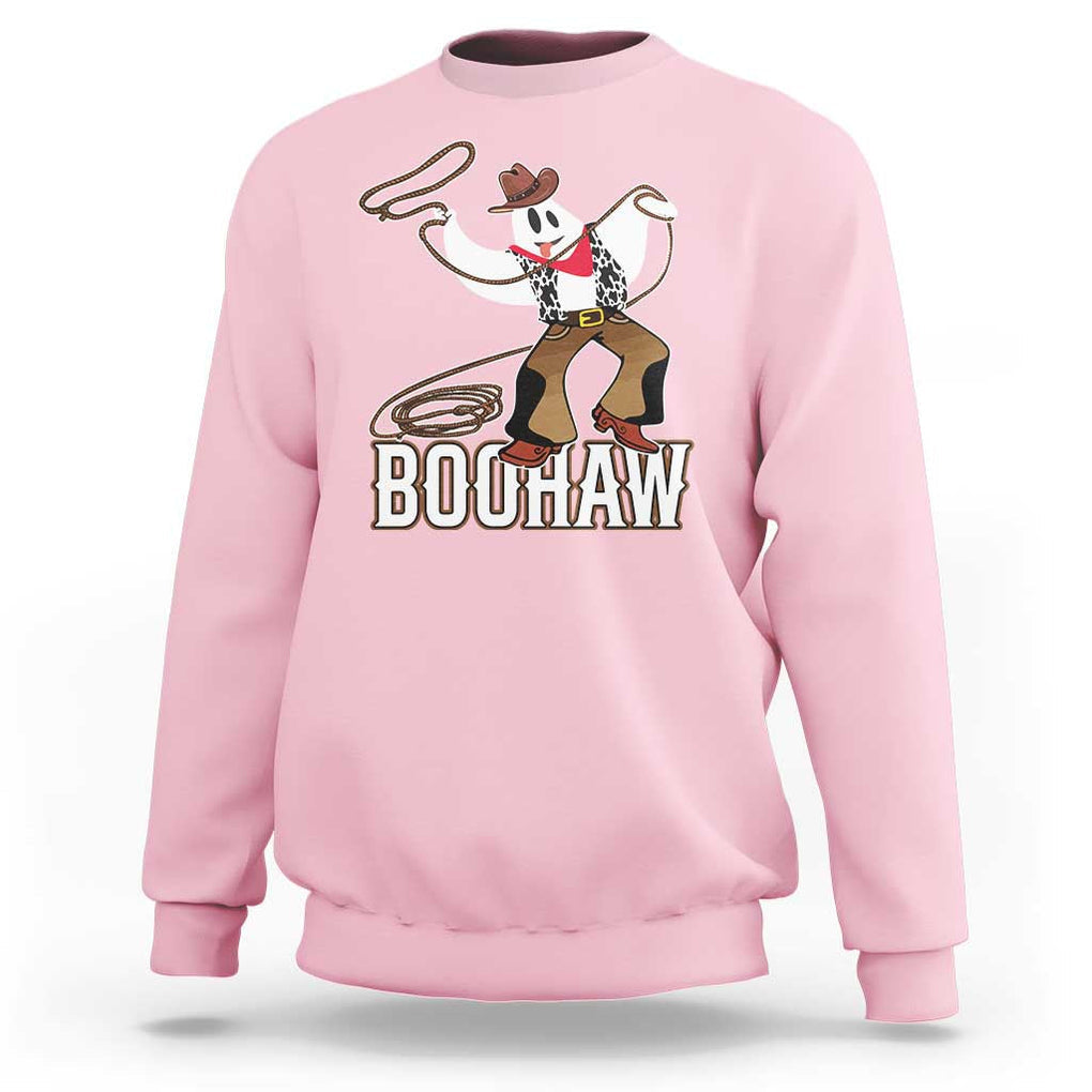 Halloween Cowboy Sweatshirt BooHaw Western Ghost TS09 Light Pink Print Your Wear