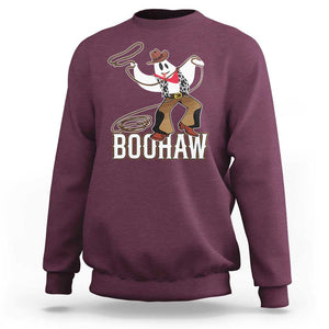 Halloween Cowboy Sweatshirt BooHaw Western Ghost TS09 Maroon Print Your Wear