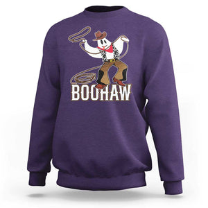 Halloween Cowboy Sweatshirt BooHaw Western Ghost TS09 Purple Print Your Wear