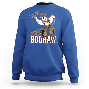 Halloween Cowboy Sweatshirt BooHaw Western Ghost TS09 Royal Blue Print Your Wear