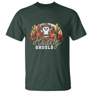 Halloween Cowboy T Shirt Howdy Ghouls Funny Western Ghost TS09 Dark Forest Green Print Your Wear