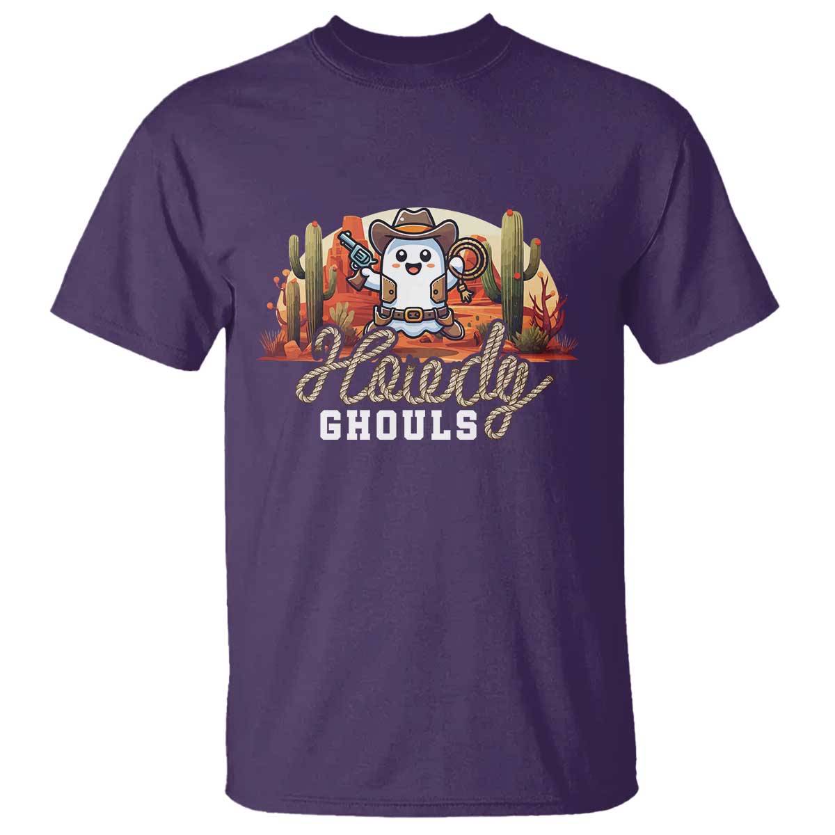 Halloween Cowboy T Shirt Howdy Ghouls Funny Western Ghost TS09 Purple Print Your Wear
