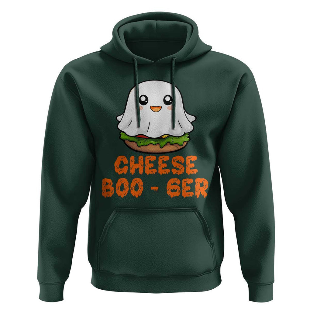Funny Halloween Hoodie Cheese Boo-ger Cute Hamburger Ghost TS09 Dark Forest Green Print Your Wear