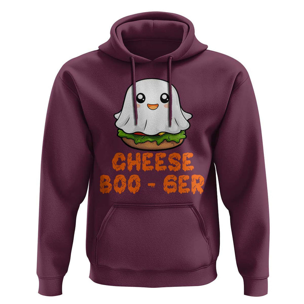 Funny Halloween Hoodie Cheese Boo-ger Cute Hamburger Ghost TS09 Maroon Print Your Wear
