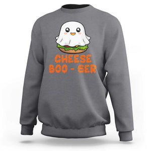 Funny Halloween Sweatshirt Cheese Boo-ger Cute Hamburger Ghost TS09 Charcoal Print Your Wear