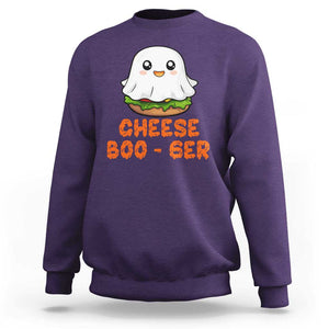 Funny Halloween Sweatshirt Cheese Boo-ger Cute Hamburger Ghost TS09 Purple Print Your Wear