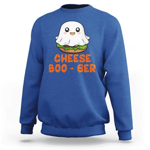 Funny Halloween Sweatshirt Cheese Boo-ger Cute Hamburger Ghost TS09 Royal Blue Print Your Wear