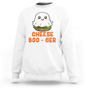 Funny Halloween Sweatshirt Cheese Boo-ger Cute Hamburger Ghost TS09 White Print Your Wear