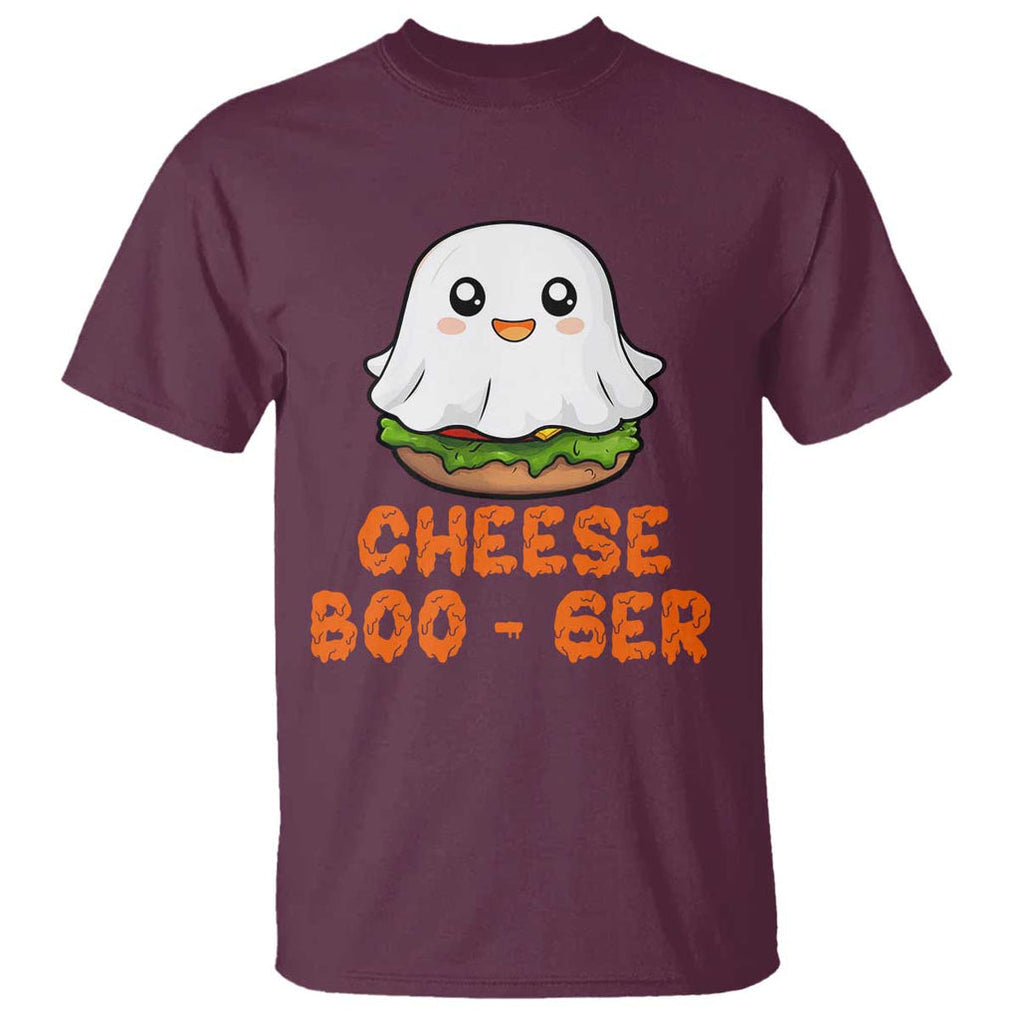 Funny Halloween T Shirt Cheese Boo-ger Cute Hamburger Ghost TS09 Maroon Print Your Wear