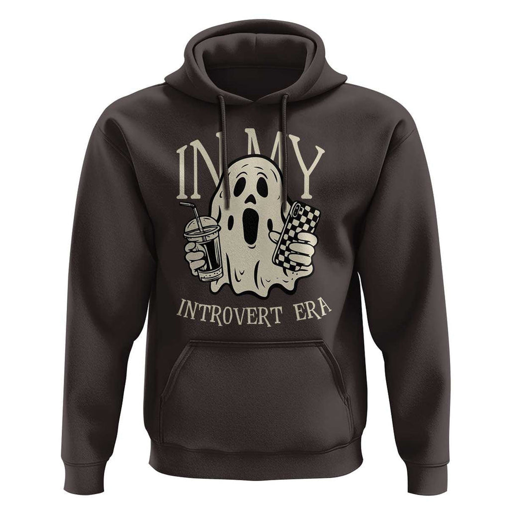 Funny Halloween Hoodie In My Introvert Era Ghost TS09 Dark Chocolate Print Your Wear