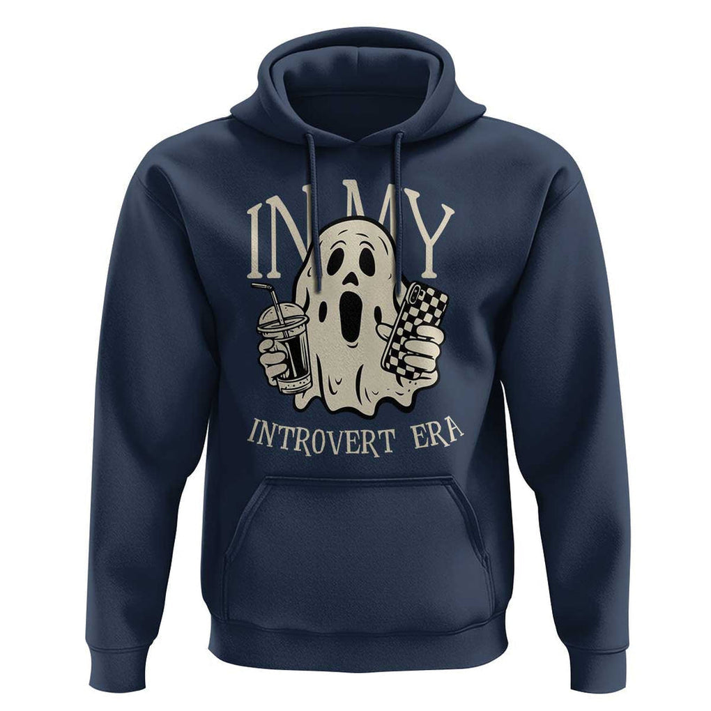 Funny Halloween Hoodie In My Introvert Era Ghost TS09 Navy Print Your Wear