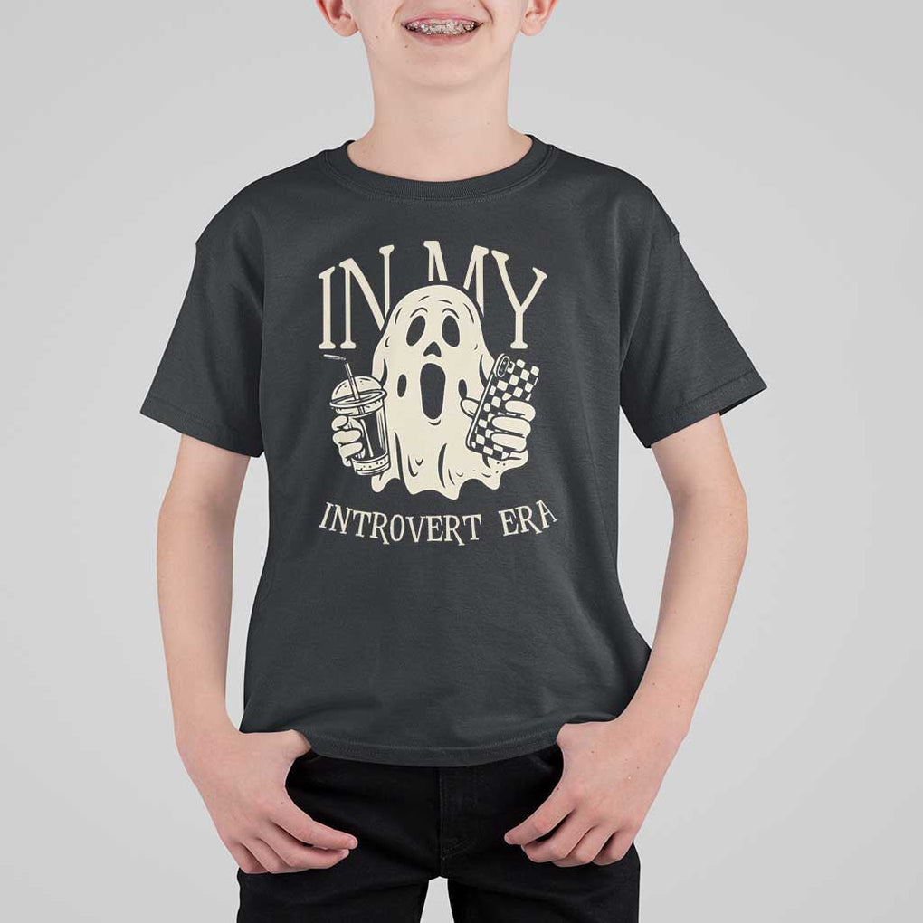 Funny Halloween T Shirt For Kid In My Introvert Era Ghost TS09 Black Print Your Wear