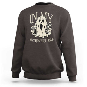 Funny Halloween Sweatshirt In My Introvert Era Ghost TS09 Dark Chocolate Print Your Wear