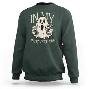 Funny Halloween Sweatshirt In My Introvert Era Ghost TS09 Dark Forest Green Print Your Wear