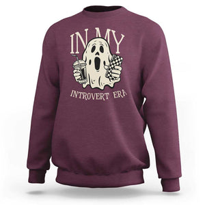 Funny Halloween Sweatshirt In My Introvert Era Ghost TS09 Maroon Print Your Wear