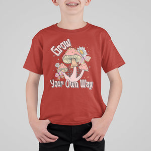 Grow Your Own Way Mushroom Level Up T Shirt For Kid TS09 Red Printyourwear
