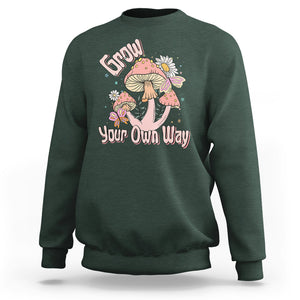 Grow Your Own Way Mushroom Level Up Sweatshirt TS09 Dark Forest Green Printyourwear