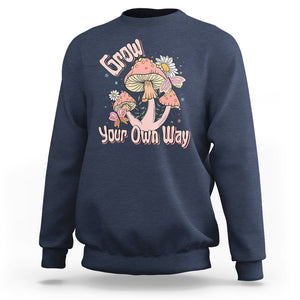 Grow Your Own Way Mushroom Level Up Sweatshirt TS09 Navy Printyourwear