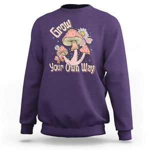 Grow Your Own Way Mushroom Level Up Sweatshirt TS09 Purple Printyourwear