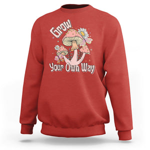 Grow Your Own Way Mushroom Level Up Sweatshirt TS09 Red Printyourwear