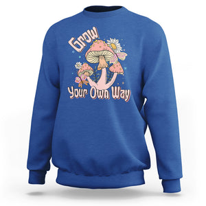 Grow Your Own Way Mushroom Level Up Sweatshirt TS09 Royal Blue Printyourwear