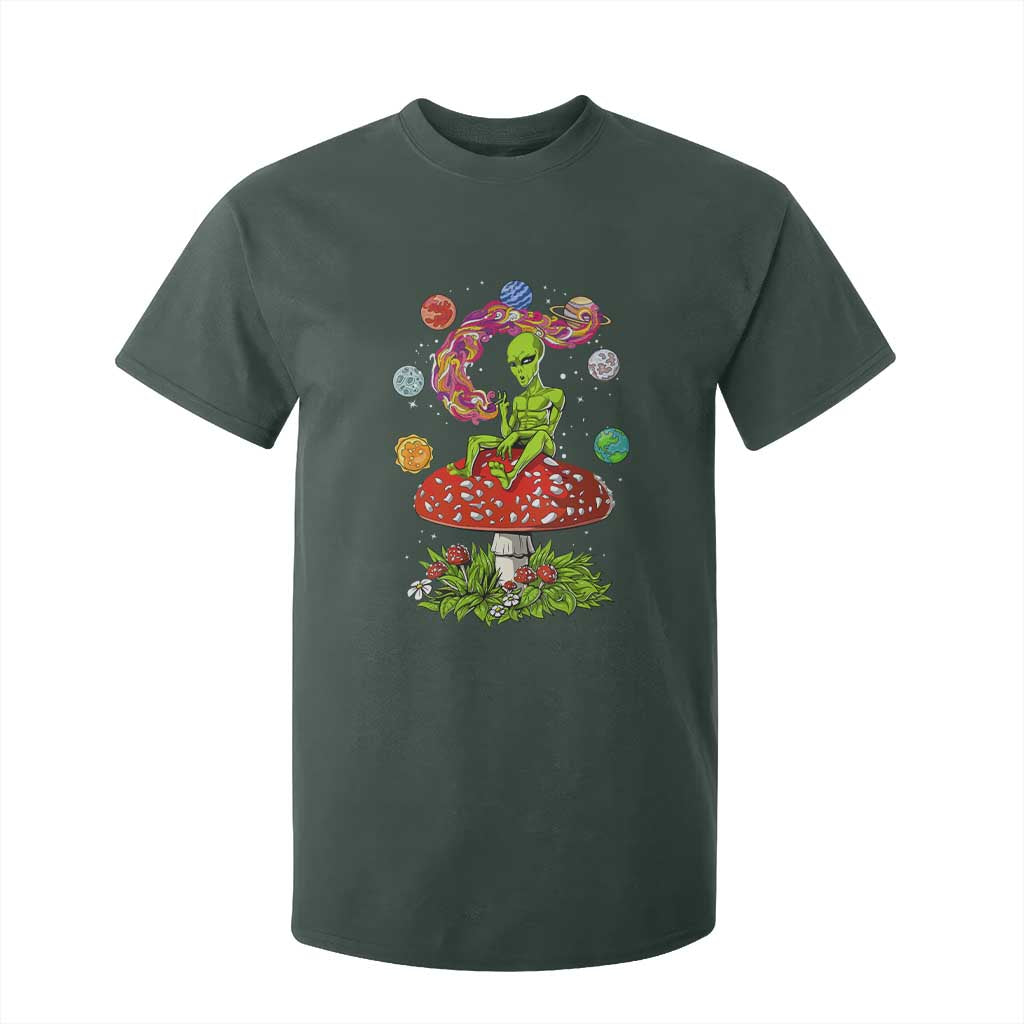 Outer Space Funny Alien Smoking T Shirt For Kid TS09 Dark Forest Green Print Your Wear