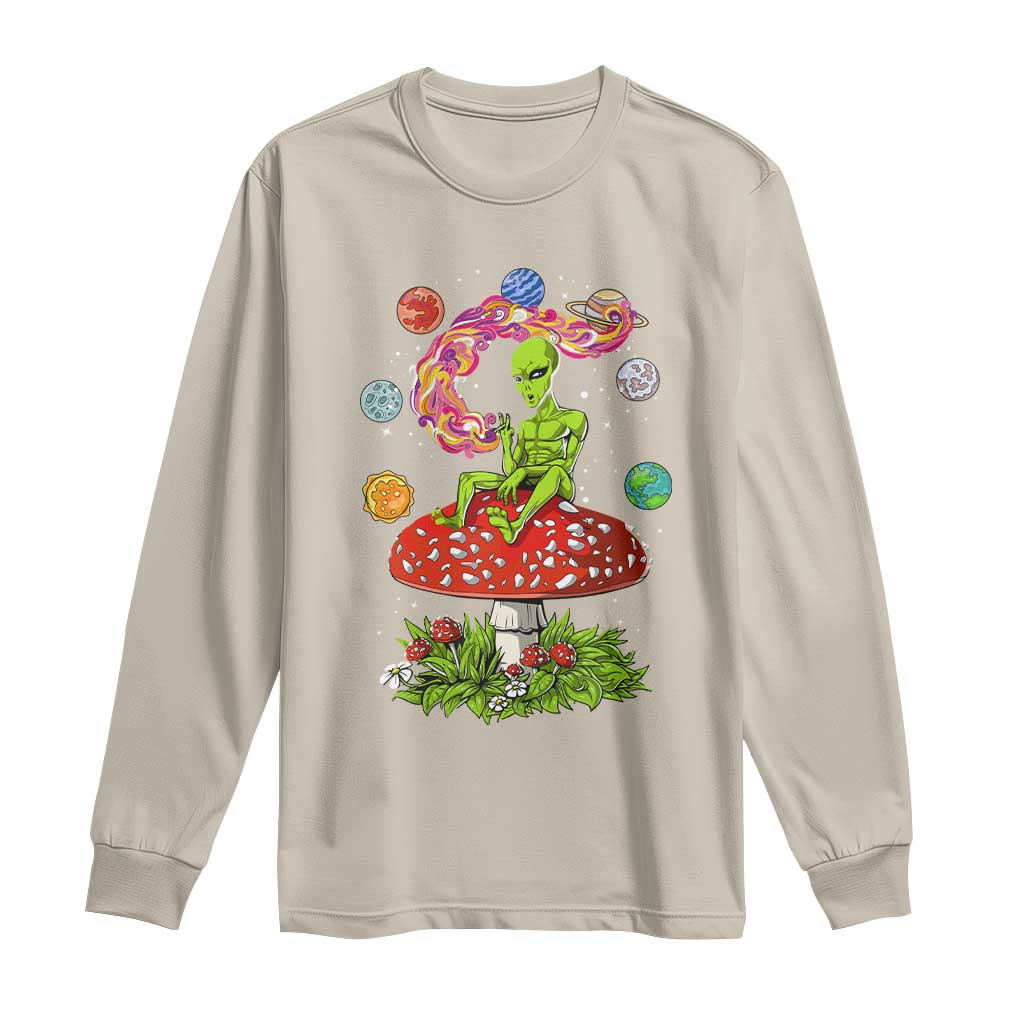 Outer Space Funny Alien Smoking Long Sleeve Shirt TS09 Sand Print Your Wear