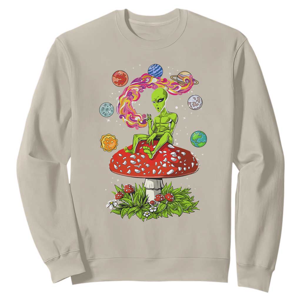 Outer Space Funny Alien Smoking Sweatshirt TS09 Sand Print Your Wear