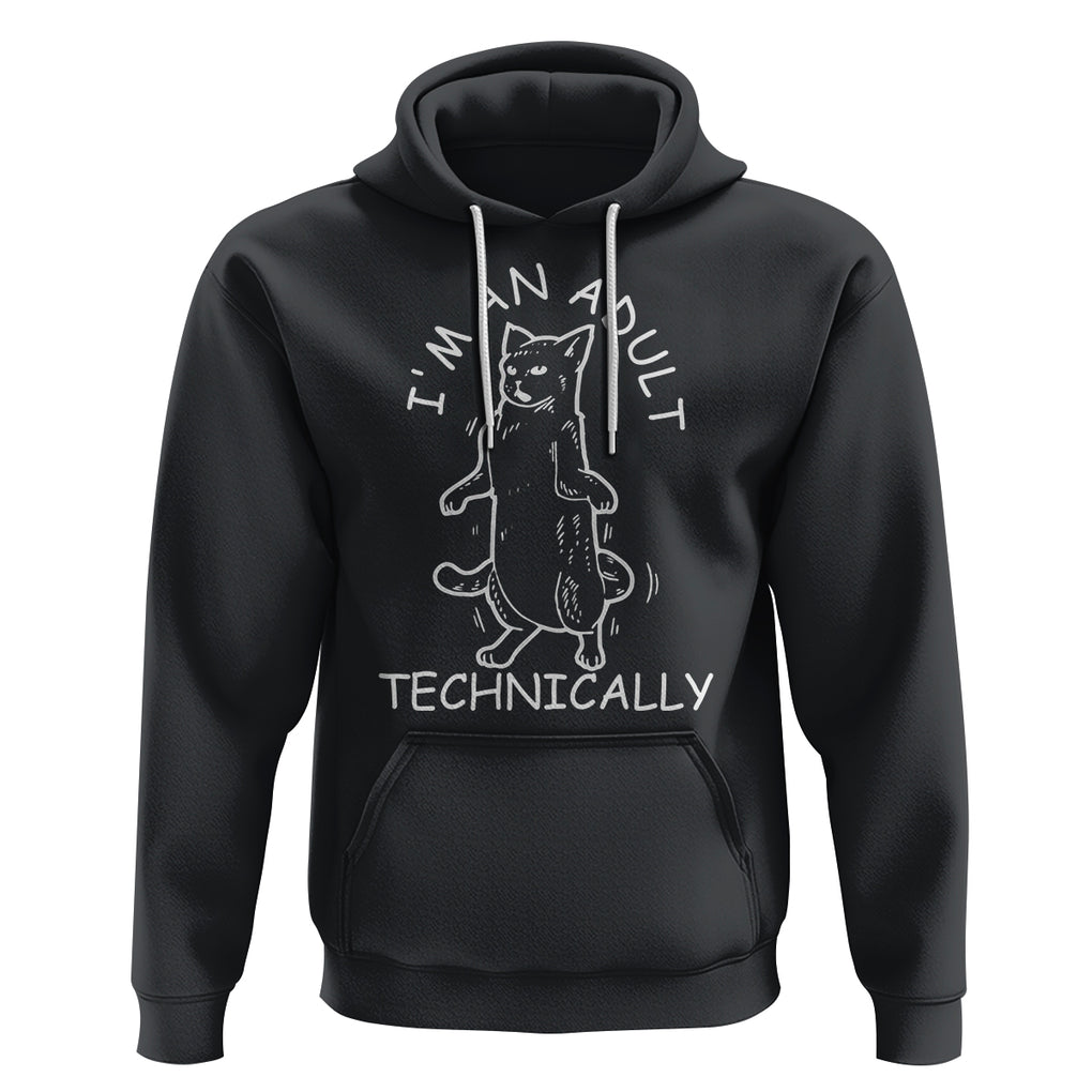 I'm An Adult Technically Funny Cat 18th Birthday Hoodie TS09 Black Printyourwear