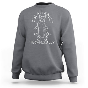 I'm An Adult Technically Funny Cat 18th Birthday Sweatshirt TS09 Charcoal Printyourwear