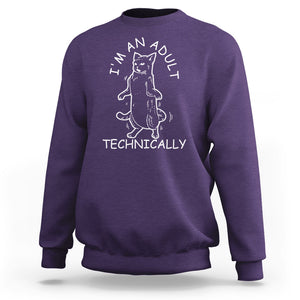 I'm An Adult Technically Funny Cat 18th Birthday Sweatshirt TS09 Purple Printyourwear