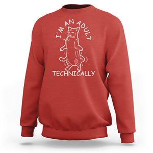 I'm An Adult Technically Funny Cat 18th Birthday Sweatshirt TS09 Red Printyourwear