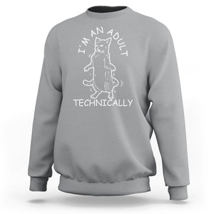 I'm An Adult Technically Funny Cat 18th Birthday Sweatshirt TS09 Sport Gray Printyourwear