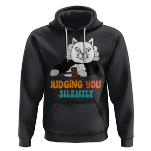 Judge Cat Judging You Silently Funny Sarcastic Hoodie TS09 Black Printyourwear