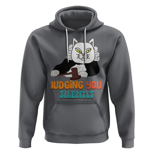 Judge Cat Judging You Silently Funny Sarcastic Hoodie TS09 Charcoal Printyourwear