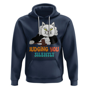 Judge Cat Judging You Silently Funny Sarcastic Hoodie TS09 Navy Printyourwear