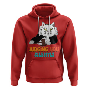 Judge Cat Judging You Silently Funny Sarcastic Hoodie TS09 Red Printyourwear