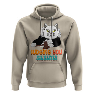 Judge Cat Judging You Silently Funny Sarcastic Hoodie TS09 Sand Printyourwear