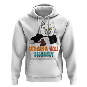 Judge Cat Judging You Silently Funny Sarcastic Hoodie TS09 White Printyourwear